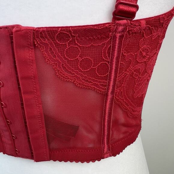 Victoria's Secret Bustier Very Sexy Sz.36 DD Red Shine Strap Push Up Bra New - Picture 7 of 9